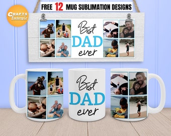 Best dad ever mug with photo png, Coffee mug png, 11oz Mug png, 15oz Mug png, Photo mug template for sublimation PNG file ready to use.