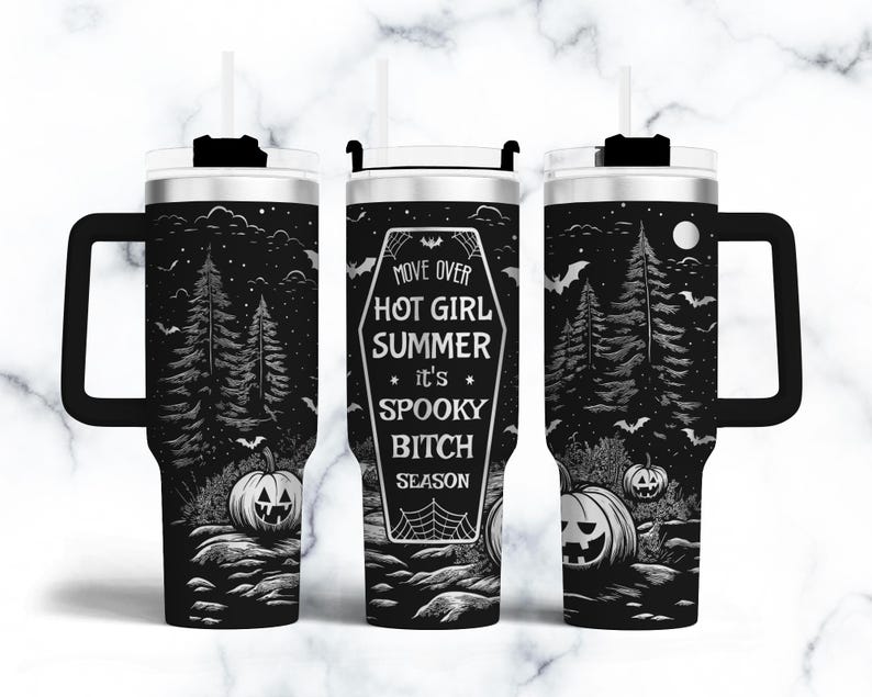 Halloween Seamless 40oz Tumbler Designs engraved SVG Files.