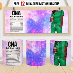 Nurse mug png, Cna nurse mug, African American Nurse, Cricut mug press, 11oz, 12oz, 15oz Coffee mug Sublimation designs.
