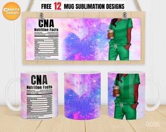Sjuksköterskemugg png, Cna-sjuksköterskemugg, afroamerikansk sjuksköterska, Cricut-muggpress, 11oz, 12oz, 15oz kaffemugg sublimeringsdesign.
