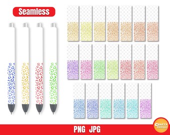 Seamless pen wraps Leopard glitter Bundle, Cheetah Print png, Epoxy pen wrap, Pen wraps waterslide png Digital file instant download.