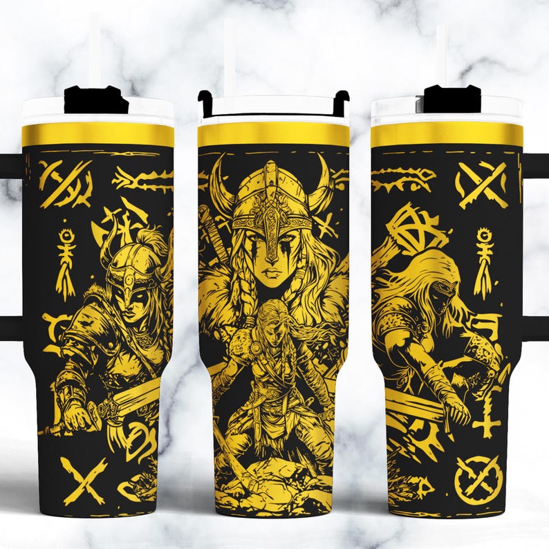 Viking Warrior 40oz tumbler wrap Seamless Designs laser Rotary engraved SVG Files.