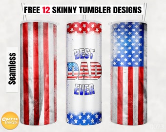 Bästa pappa någonsin-tumbler png, 20oz smala sublimeringstumblerdesigner, USA-flaggtumbler, fars dag sömlös tumbler PNG-nedladdningsfil.