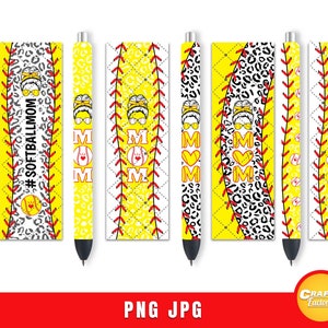 Softball pen wrap, Sports pen wrap, Epoxy pen wraps, Printable vinyl wrap, Pen wraps leopard waterslide PNG digital file instant download.