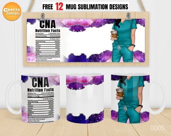 Nurse mug png, Cna nurse mug, Black Hair Nurse, Cricut mug press, 11oz, 12oz, 15oz Coffee mug Sublimation designs.