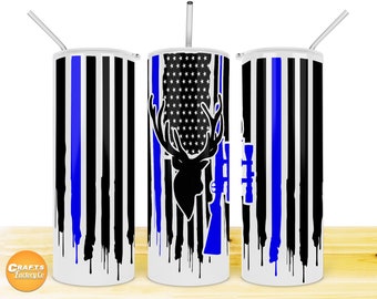 Deer Hunting Tumbler Wrap | 20oz Skinny Tumbler Sublimation Design | American flag Tumbler Sublimation Png Digital File instant download.