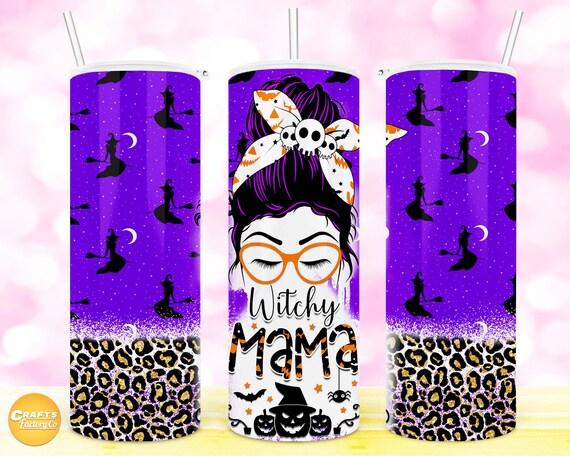 Witchy Mama Tumbler, Halloween 20oz Skinny tumbler Sublimation Designs Straight & Tapered Seamless Sublimation Digital File PNG Download.
