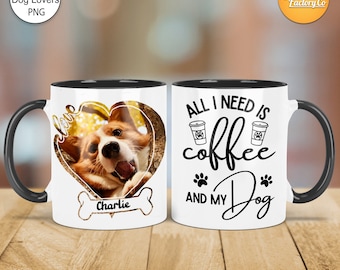 Dog Picture Mug PNG, Pet Photo Mug Template, Dog memorial gift, Pet lover mug PNG, Cricut mug press 11oz, 15oz Sublimation Designs.