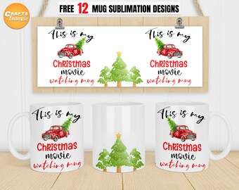 Tazza da caffè natalizia png, Questa è la mia tazza per guardare un film di Natale png, Tazza da film di Natale, Tazza da 11 oz, 12 oz, 15 oz png Design a sublimazione.