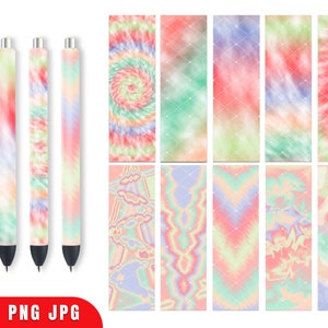 Tie Dye pen wraps bundle, Epoxy pen wrap, Pen wraps waterslide, Summer pen wrap png Digital file instant download.
