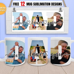 Te amamos papá taza png, taza de café png, plantilla de taza con foto, prensa de taza Cricut, diseños de sublimación de tazas de café de 11 oz, 12 oz, 15 oz.