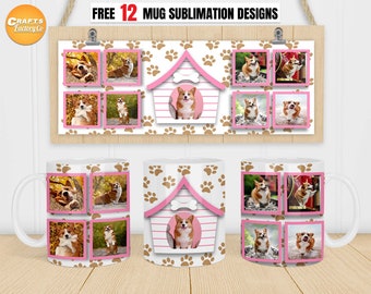 Dog mug png, Mom Coffee mug png, Mug picture frame design, 11oz Mug png, 15oz Mug png, Photo mug template sublimation PNG file ready to use.