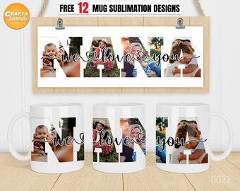 We love you nana mug png, coffee mug png, photo mug template, Cricut mug press, 11oz, 12oz, 15oz Coffee mug Sublimation Designs.