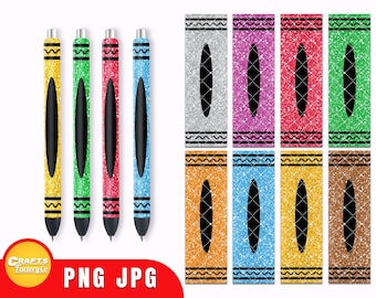 Pen wrap crayon, Teacher Pen wrap, Glitter pen wrap, Epoxy pen wrap, Seamless pen wraps waterslide png digital file ready to use.