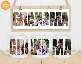 I love you grandma mug wrap, Mug wrap png, 11oz and 15 oz mug designs, Grandparents day mug PNG for sublimation file easy to use.
