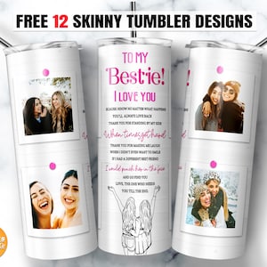 Beker voor beste vrienden, png | fotosjabloon voor beker | Gepersonaliseerde bekers | 20oz magere sublimatieontwerpen voor bekers.