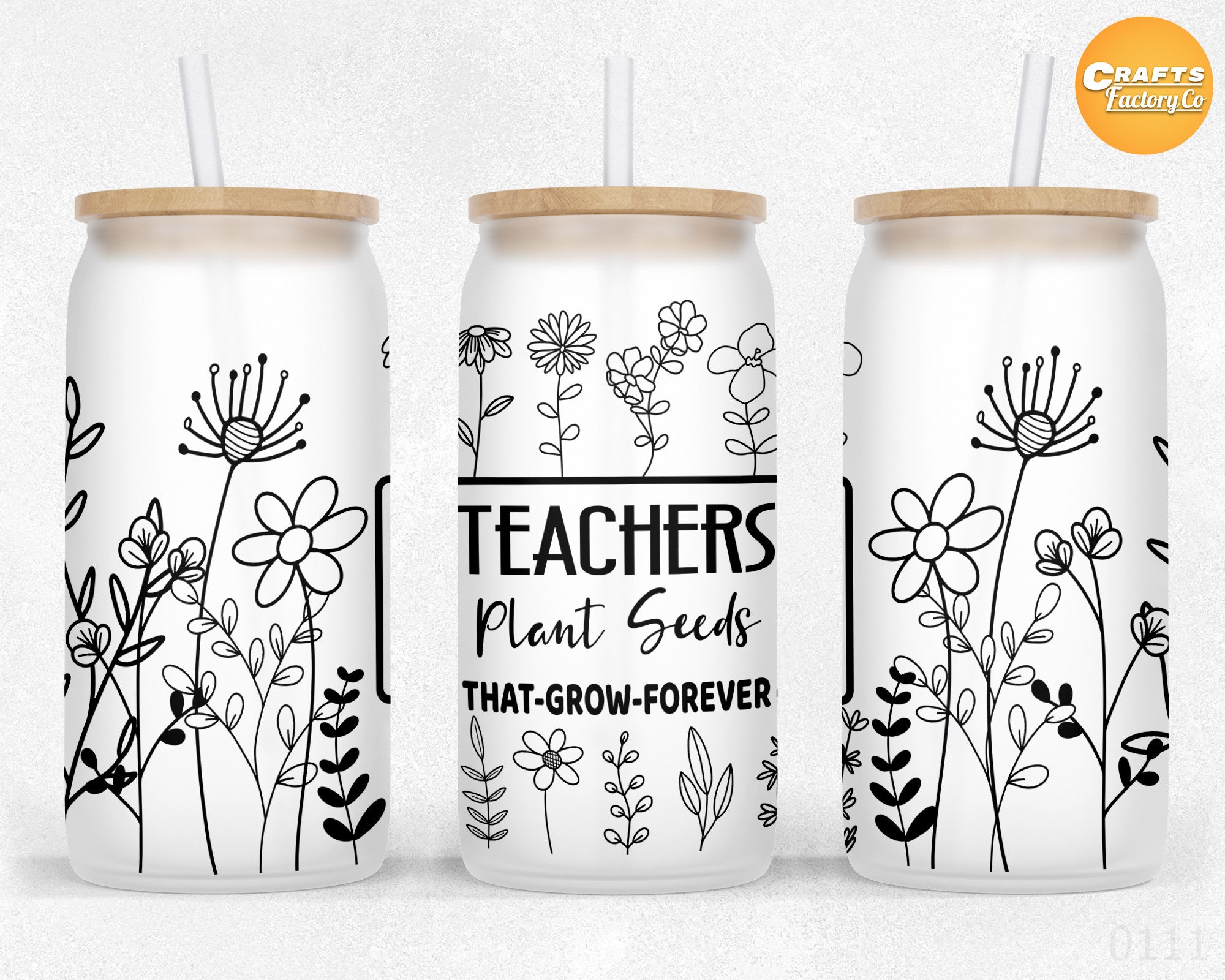 Teacher Plant Seeds That Grow Forever Frosted 16 oz Libbey Glass