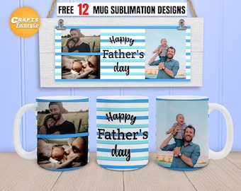Happy fathers day mug png, Coffee mug png, 11oz Mug png, 15oz Mug png, Photo mug template for sublimation PNG file ready to use.