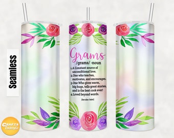 Grams Mother's Day Tumbler | Grams definition Tumbler Wrap | 20oz Skinny tumbler sublimation | Seamless tumbler Png Digital File download.