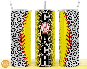 Softball coach tumbler png | Softball tumbler wrap | Softball mom tumbler | 20oz Skinny Sublimation Tumbler Design Png Digital File.