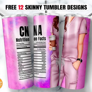 20oz skinny tumbler designs Cna Nurse tumbler Pink Nurse Straight & Tapered Sublimation Digital File PNG Download.