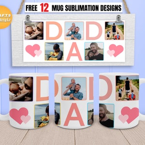 Mug daddy png, Photo mug template for sublimation, Father mug png, 11oz Mug png, 15oz Mug png, Dad coffee mug PNG file ready to use.