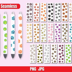Dog paw pen wraps, Seamless pen wraps, Epoxy pen wrap, Pen wraps waterslide png Digital file instant download.