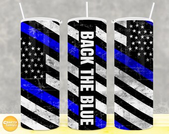 20oz Skinny Sublimation, Back the blue tumbler png, Police flag tumbler png, Seamless tumbler Sublimation Design PNG Digital File.