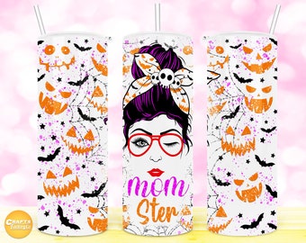 Momster tumbler png, Halloween Spider web tumbler designs 20oz Skinny Tumbler Straight & Tapered Seamless Sublimation Digital File Download.