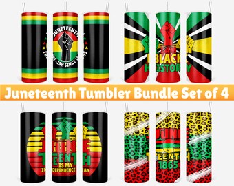 Juneteenth Tumbler Bundle Set of 4, 20 oz Skinny Tumbler Sublimation, Juneteenth Since 1865 PNG, Black history Tumbler Designs PNG file.