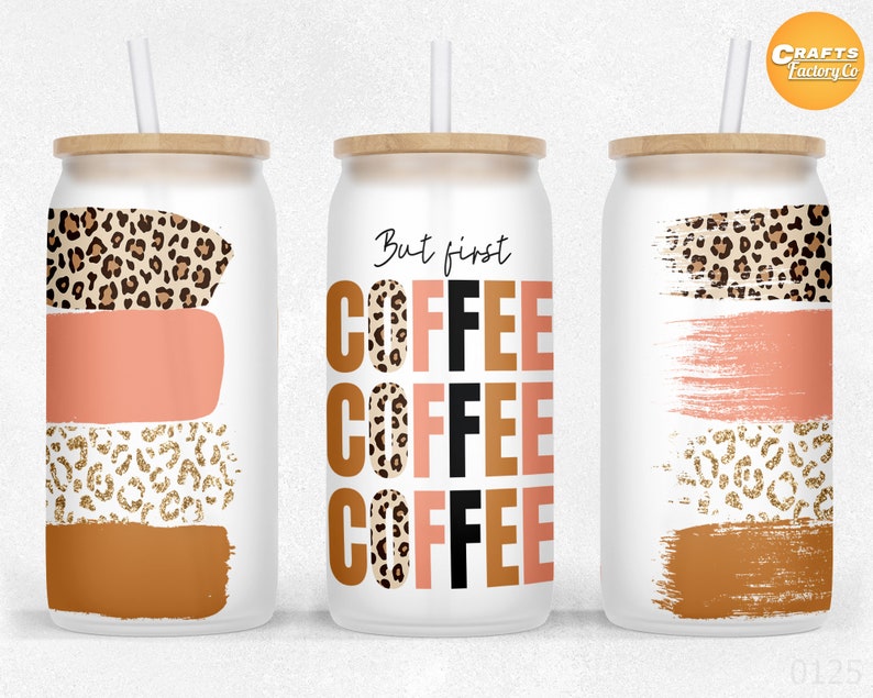 16 Oz Libbey Glass Can Tumbler Sublimation but First Coffee Etsy