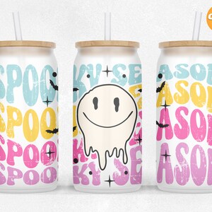Spooky season 16 oz libbey glass wrap sublimation Craft Project Halloween Can Glass can wrap Design PNG Files.