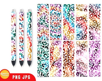 May include: Set of 10 digital paper designs featuring a leopard print pattern in various colors, including teal, purple, orange, and gold. The designs are perfect for creating unique and stylish crafts.