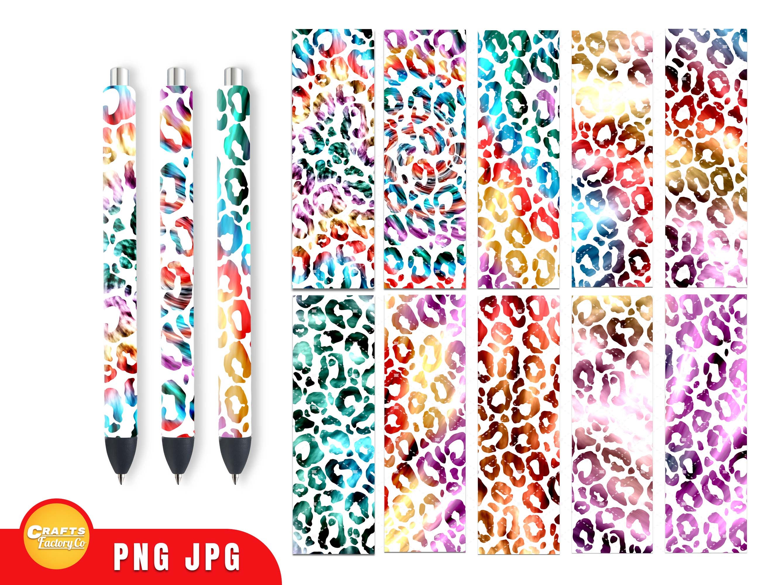 4 PNG Files on individual and on full sheet 300 DPI Pen Wrap Tie Dyed Leopards patterns Metallic Pen Wrap waterslide epoxy pen wraps