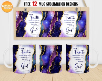 Mug verset de la Bible, mug Galaxy Agate, Christian 11 oz et 15 oz Mug sublimation dessins fichier numérique PNG en téléchargement UNIQUEMENT