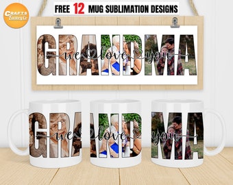We love you grandma mug wrap, Mug wrap png, 11oz and 15 oz mug designs, Grandparents day mug PNG for sublimation file easy to use.