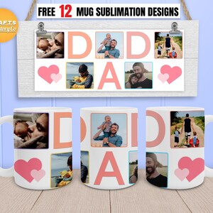 Mug Dad, Photo mug template for sublimation, Father mug png, 11oz Mug png, 15oz Mug png, Dad coffee mug PNG file ready to use.