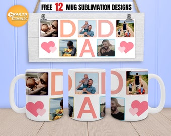 Mug Dad, Photo mug template for sublimation, Father mug png, 11oz Mug png, 15oz Mug png, Dad coffee mug PNG file ready to use.