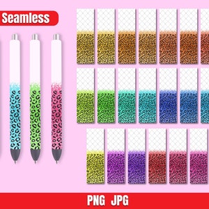 Leopard glitter Pen wraps Bundle, Seamless pen wrap, Epoxy pen wrap, Pen wraps waterslide png Digital file instant download.