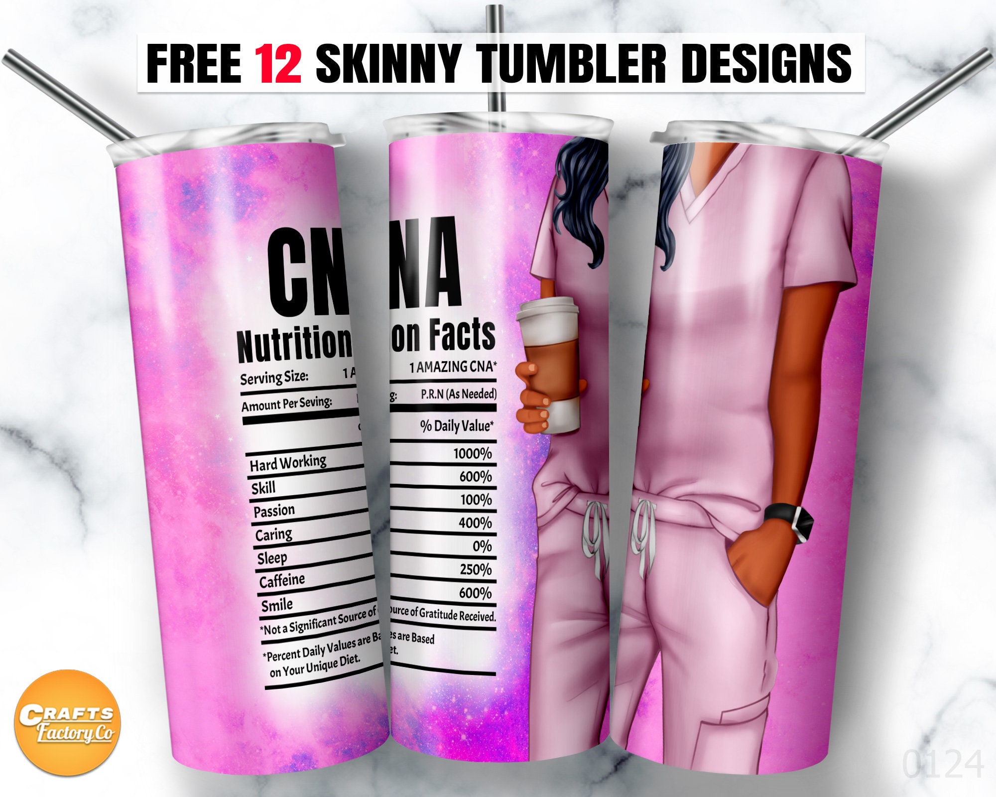 Cna Nurse tumbler, 20oz skinny tumbler designs, Pink color Nurse tumbler Straight & Tapered Sublimation Digital File PNG Download ONLY.