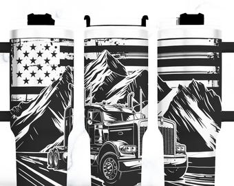 Truck driving Tumbler laser engraving files, Trucker 40oz tumbler Wrap Seamless Designs laser Rotary engraved SVG Files.