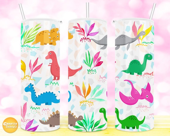 Dinosaur kids tumbler, Cute tumbler png, 20oz Skinny Tumbler Sublimation Straight & Tapered Design Digital File PNG Downloads.
