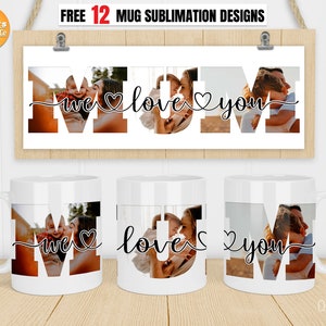 We houden van je moeder mok png, koffiemok png, sjabloon fotomok, Cricut mokpers, 11oz, 12oz, 15oz koffiemok sublimatieontwerpen.