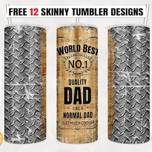 20oz Skinny Tumbler World Best No.1 DAD, Diamond Plate Tumbler, Fathers day Seamless Tumbler Sublimation PNG Downloads File.