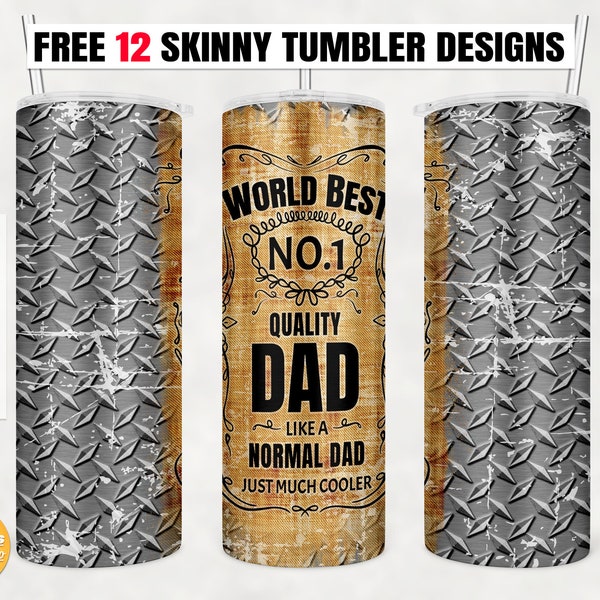 20oz Skinny Tumbler World Best No.1 DAD, Diamond Plate Tumbler, Fathers day Seamless Tumbler Sublimation PNG Downloads File.