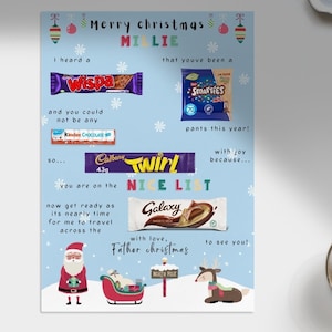 Father christmas chocolate board gift A3 A4 Digital download PNG PDF santa, christmas gift, christmas box