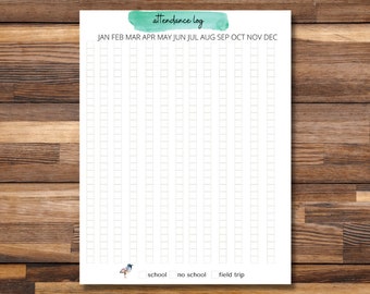 Attendance Log / Homeschool Record Keeping / Portfolio