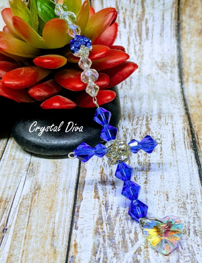 Cobalt Blue Cross Mini Suncatcher