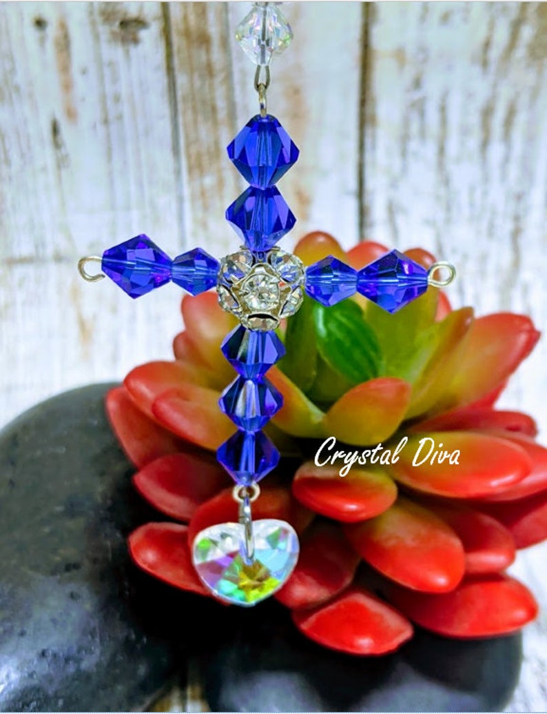 Cobalt Blue Cross Mini Suncatcher
