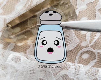 Salt Shaker with Surprise Face Sticker  | A Dash of Surprise | Good Luck Sticker Decal |  Motivational Sticker for Laptops | Feeling Salty